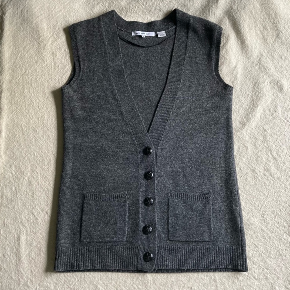 Eight Eight Eight Gray Sleeveless Cardigan